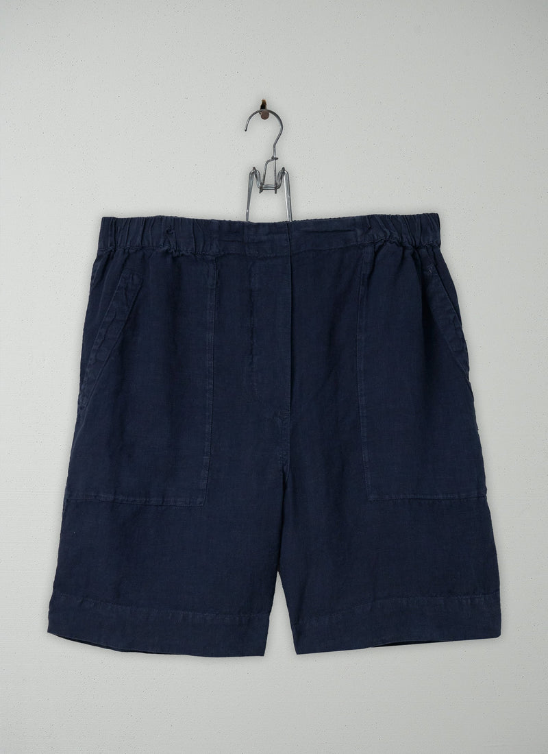 Reworn Linen Shorts Size L (243) | Midnight