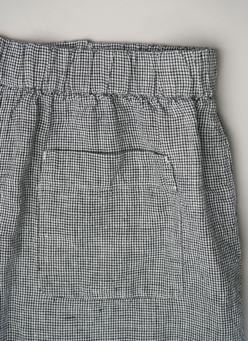 Reworn Check Linen Shorts Size L (269) | Chalk/Slate