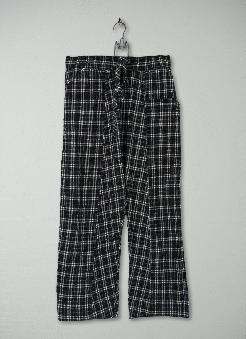 Reworn Check Cotton Cashmere Trousers Size S (313) | Charcoal/Ecru