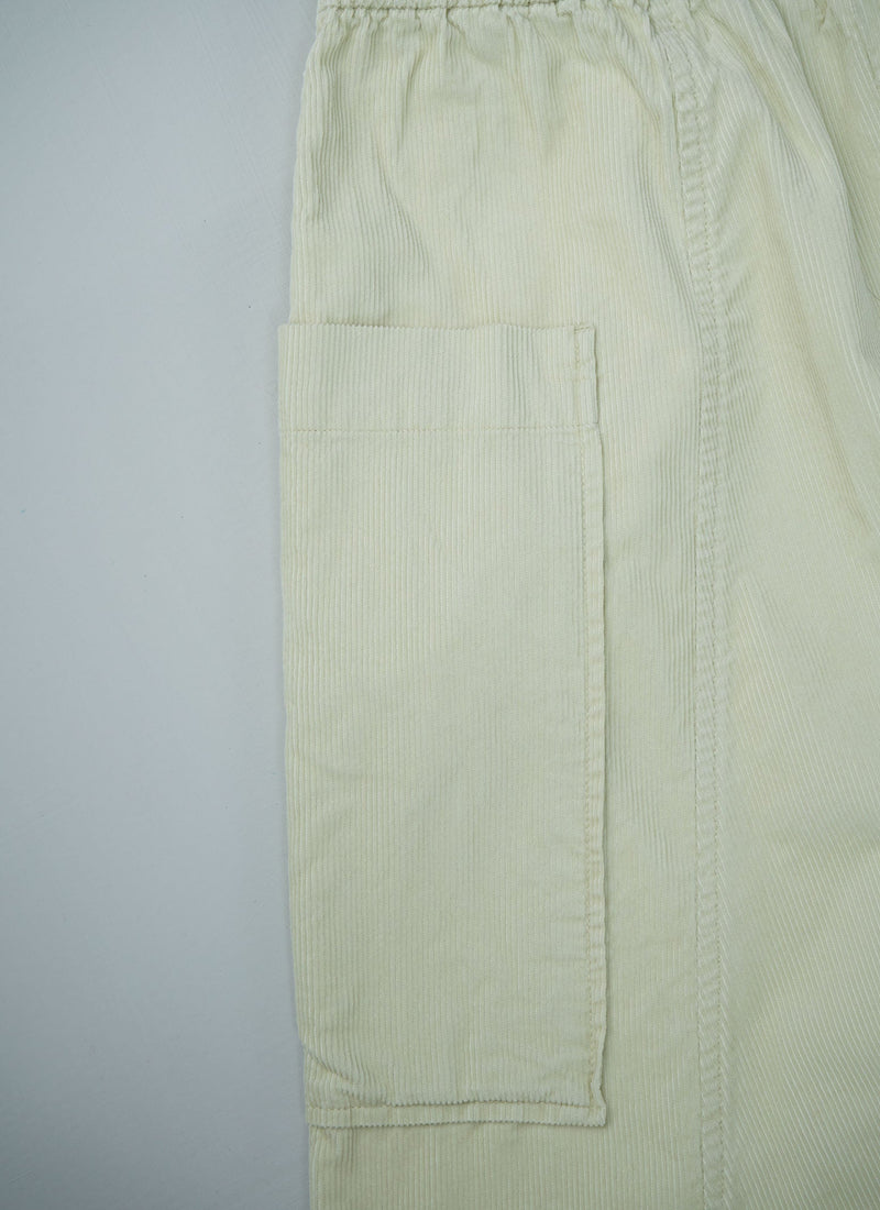 Reworn Cord Pull On Trousers Size M (287) | Ecru