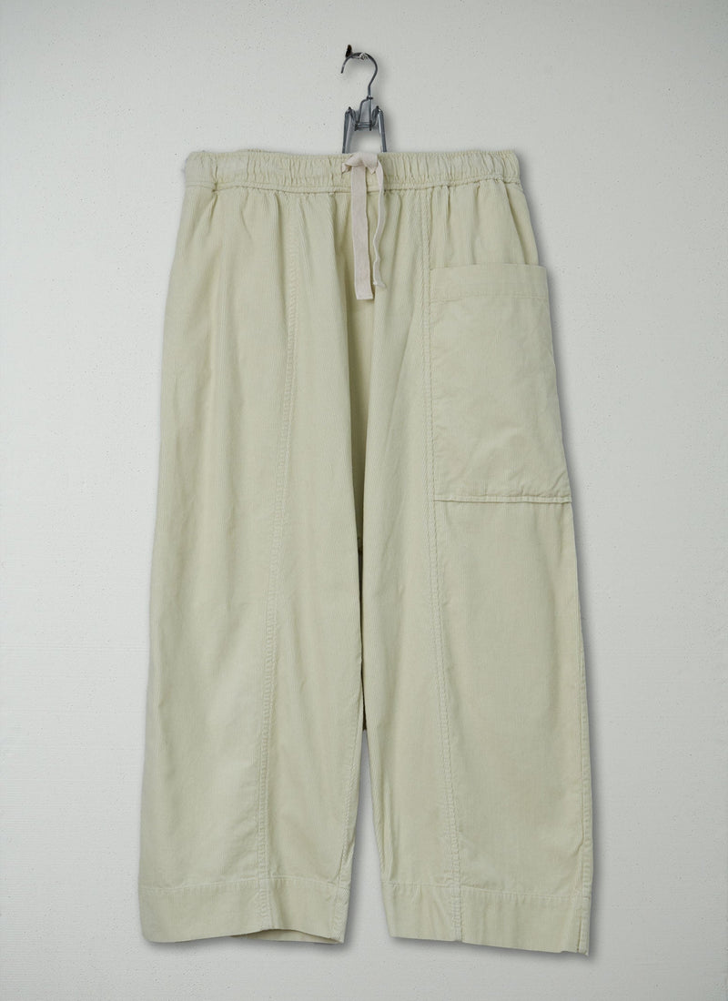 Reworn Cord Pull On Trousers Size M (287) | Ecru