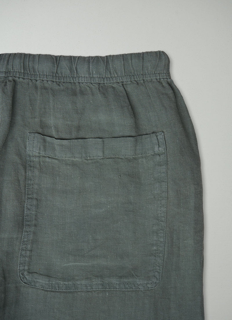 Reworn Panelled Linen Trousers Size M (221) | Sage