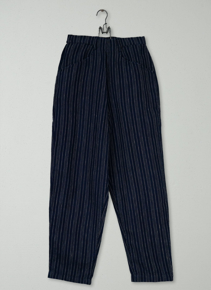 Reworn Alix Stripe Linen Trousers Size XXS (1359) | Navy