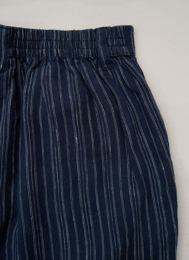 Reworn Alix Stripe Linen Trousers Size XXS (1439) | Navy
