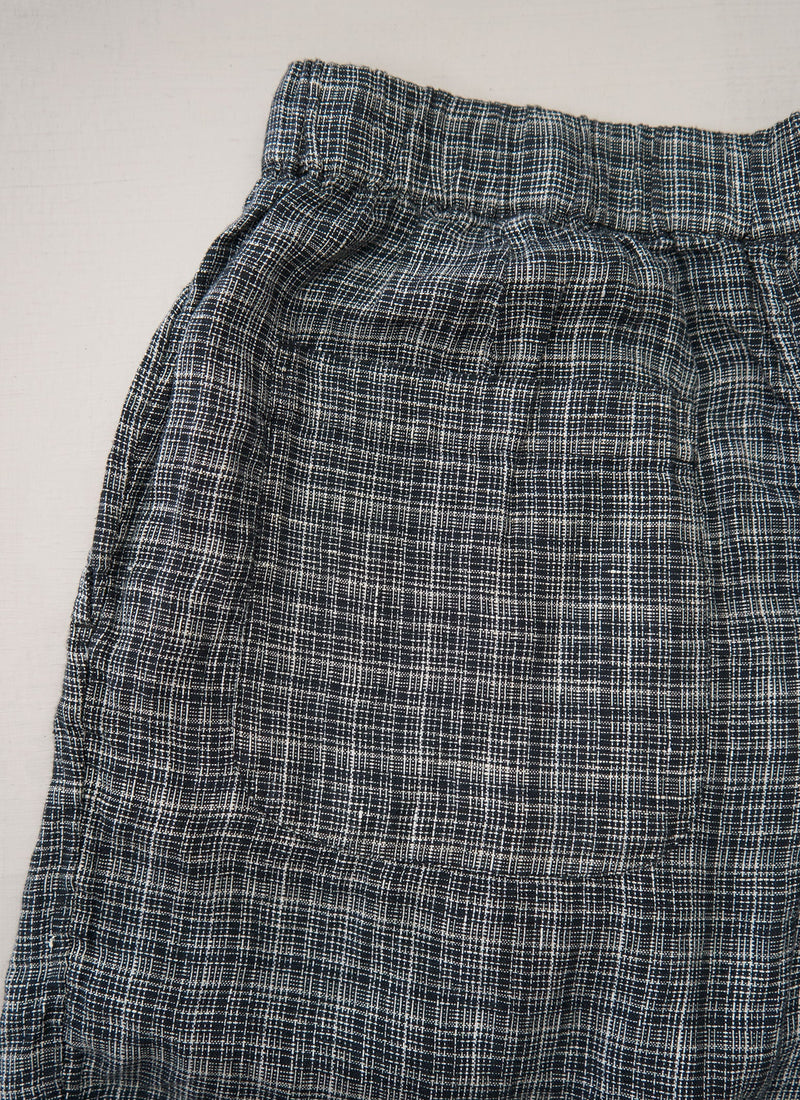 Reworn Check Linen Trousers Size S (1436) | Charcoal