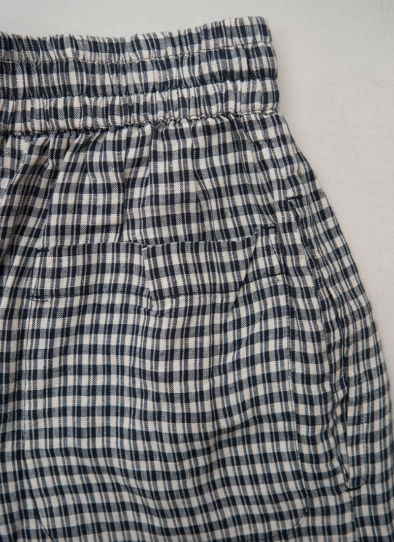 Reworn Check Linen Wide Leg Trousers Size M (1313) | Multi