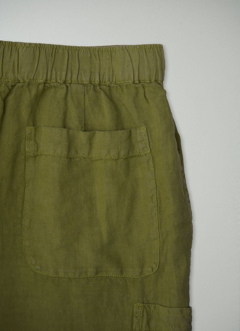 Reworn Linen Trousers Size XXS (1436) | Olive Oil