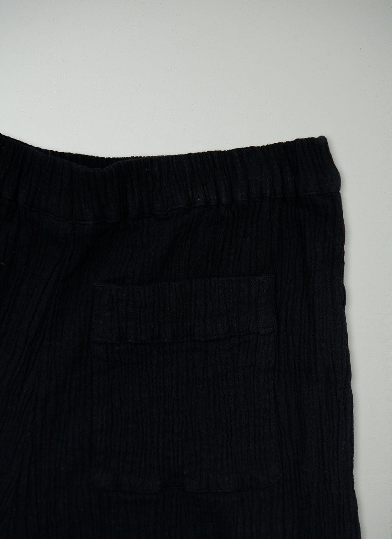 Reworn Crinkle Cotton Trousers Size M (1108) | Black