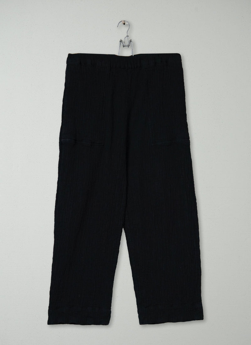 Reworn Crinkle Cotton Trousers Size M (1108) | Black