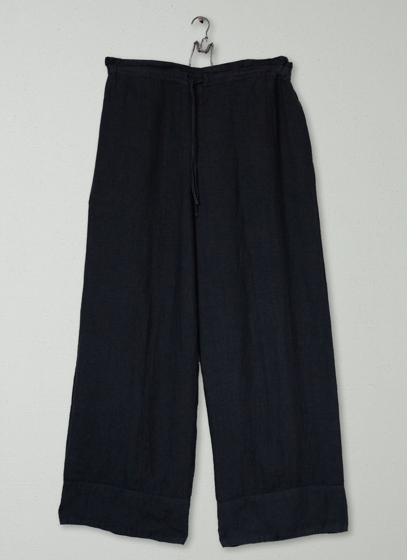 Reworn Linen Trousers Size L (1606) | Black Pepper