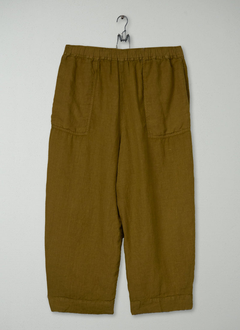Reworn Linen Trousers Size S (1586) | Durian Green