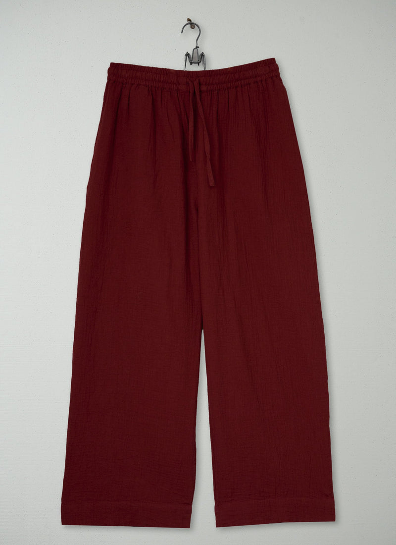 Reworn Crinkle Cotton Trousers Size M (1442) | Tomato Red
