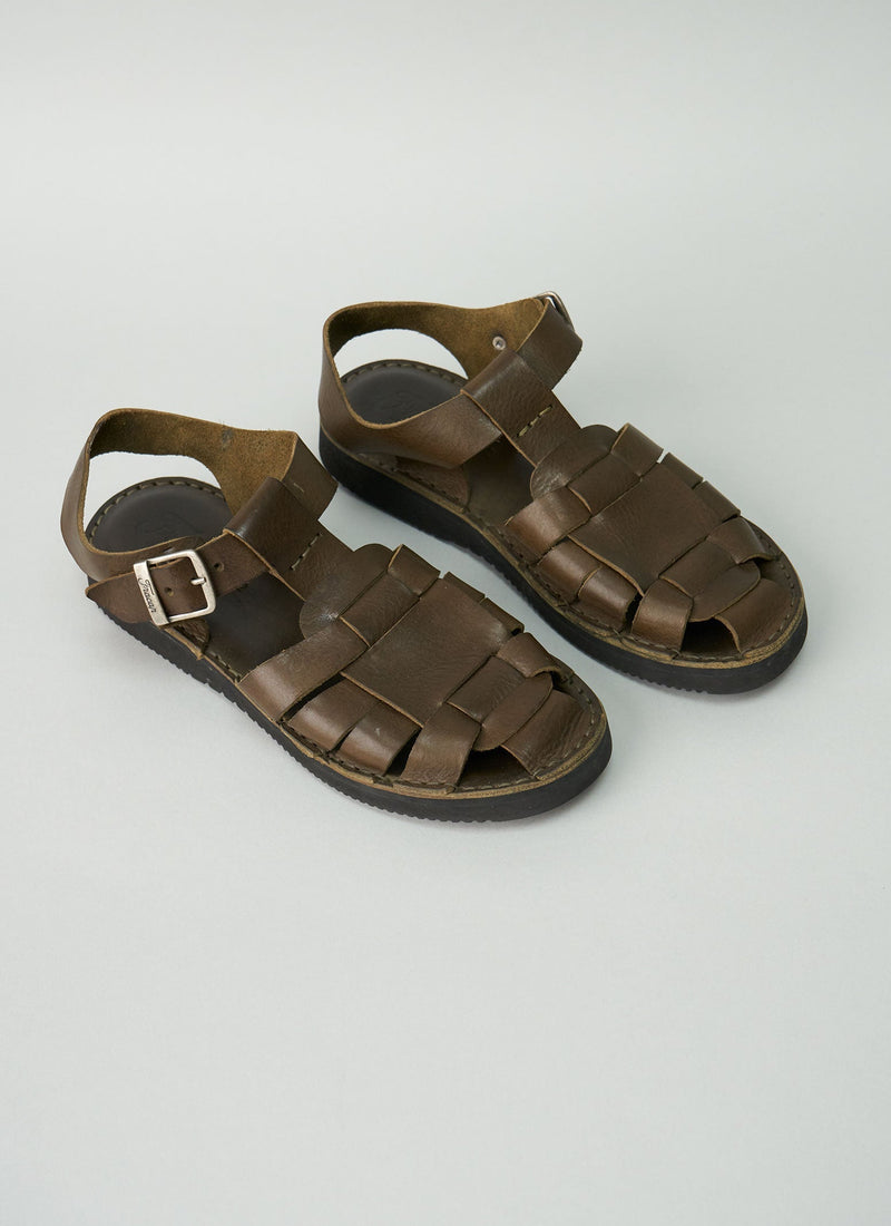 Reworn Mens Fracap Sandals Size 42 (004) | Dark Olive