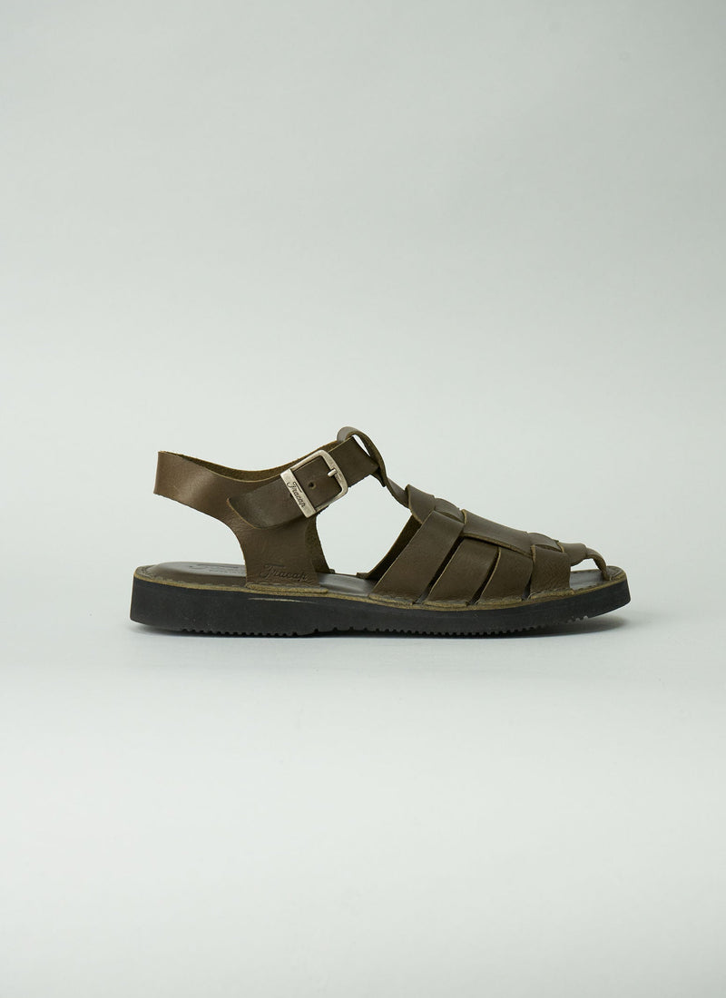 Reworn Mens Fracap Sandals Size 44 (002) | Dark Olive