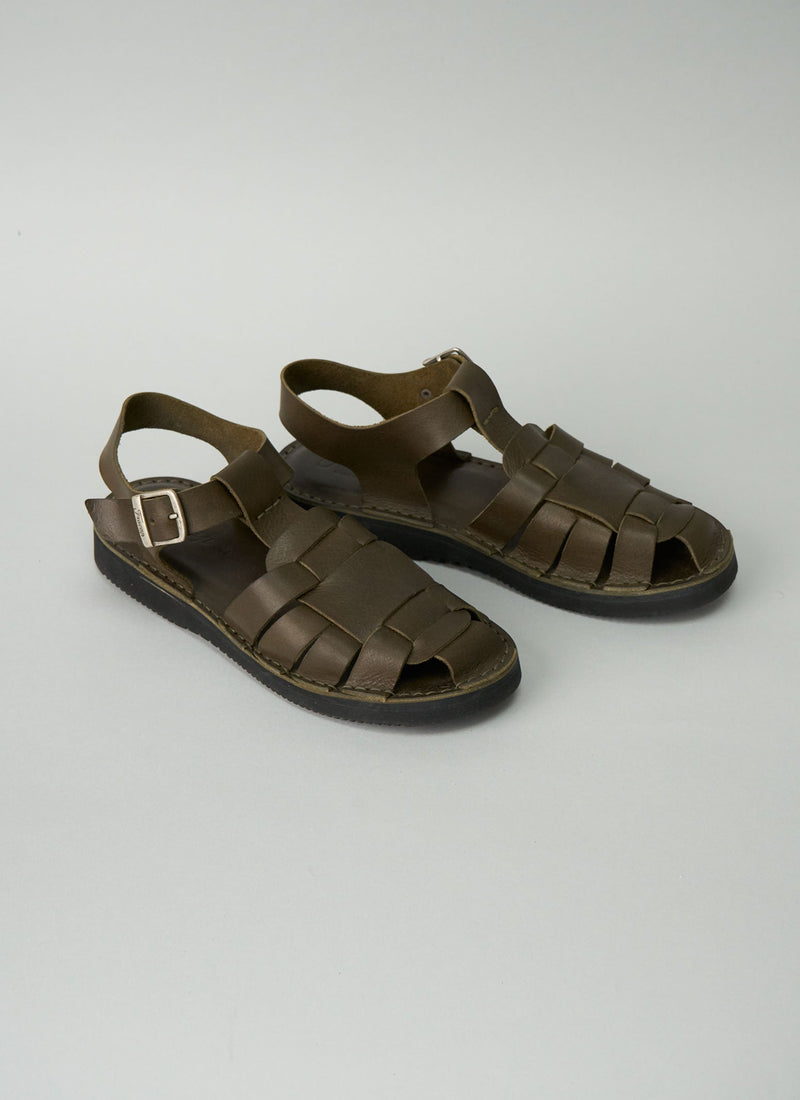 Reworn Mens Fracap Sandals Size 44 (002) | Dark Olive