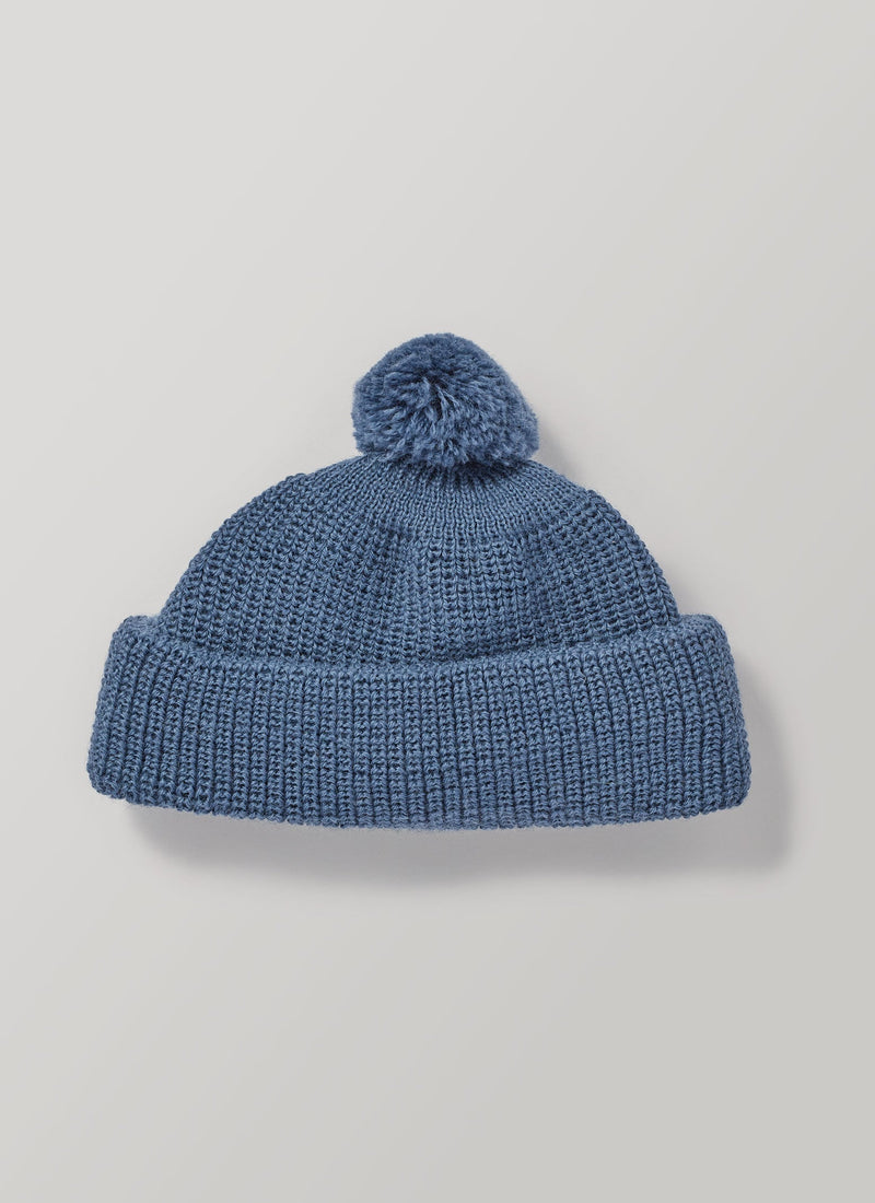 Reworn Mens Bobble Hat (035) | Trail Blue