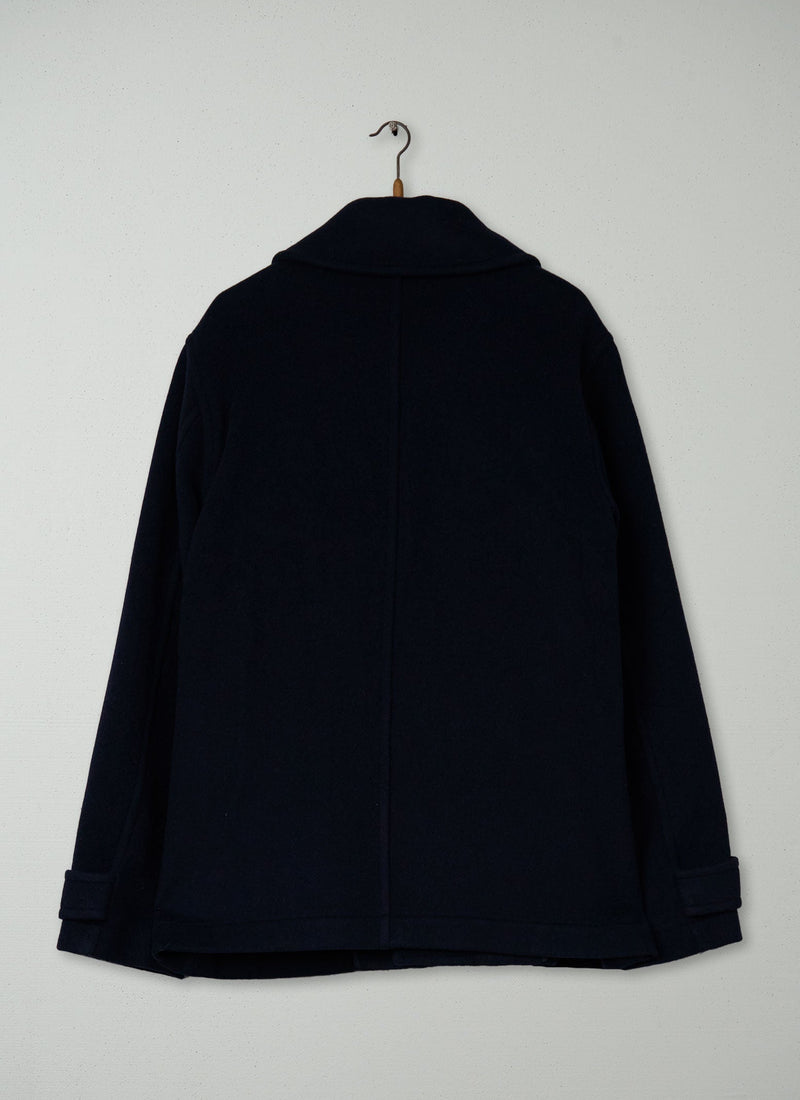 Reworn Short Melton Duffle Coat Size XL (030) | Dark Navy