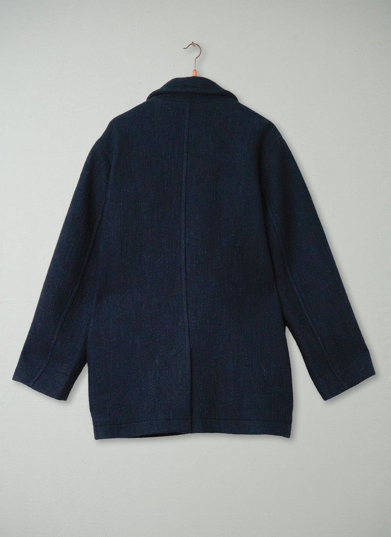Reworn Mens Breasted Coat Size M (005) | Indigo