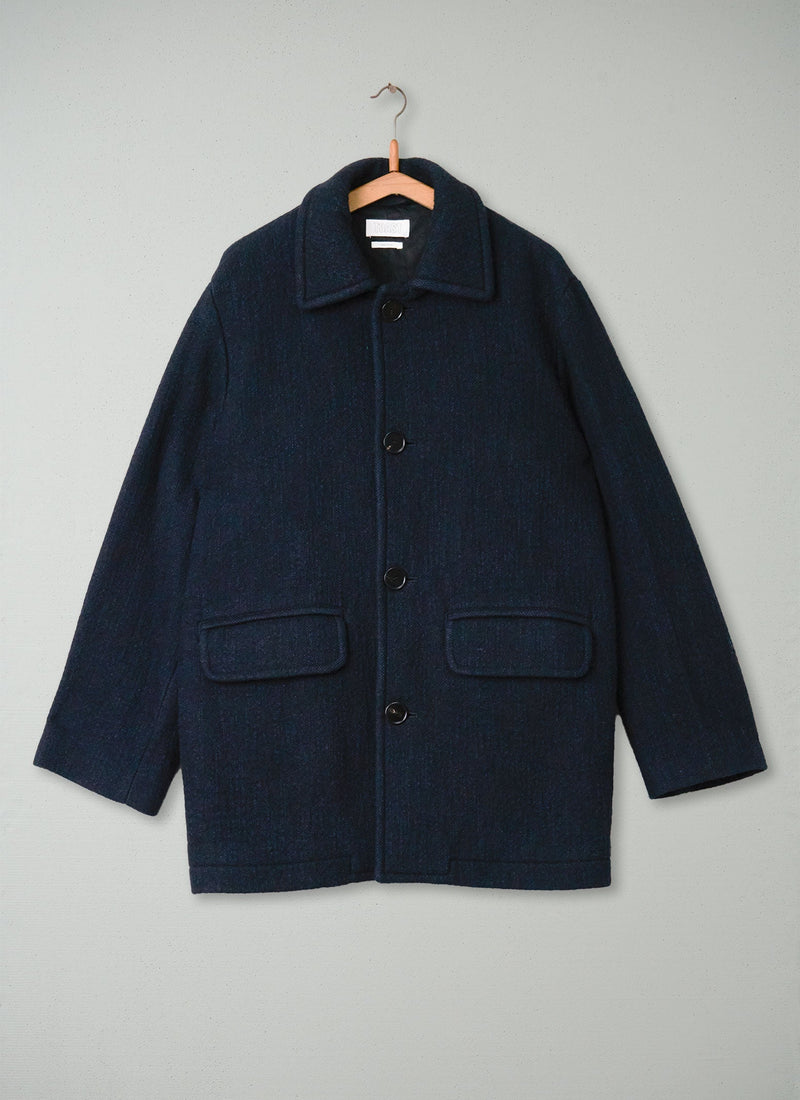 Reworn Mens Breasted Coat Size M (005) | Indigo