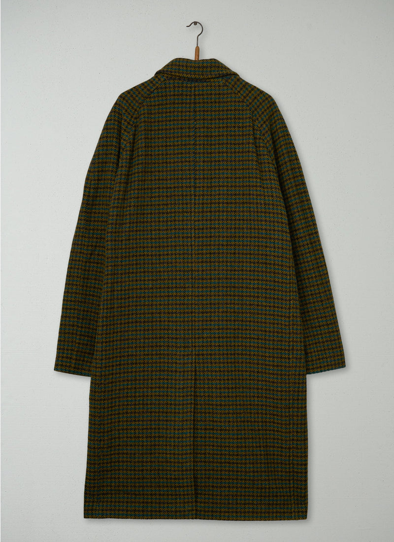 Reworn Mens Houndstooth Wool Raglan Coat Size XL (049) | Multi