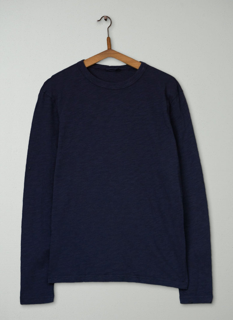 Reworn Mens Long Sleeve Tee Size S (020) | Prussian Blue