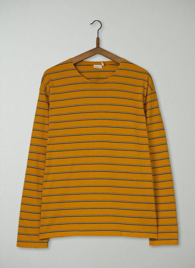 Reworn Breton Stripe Organic Cotton Long Sleeve Tee Size L (011) | Multi