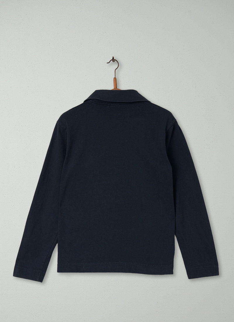 Reworn Mens Long Sleeve Polo Shirt Size S (008) | Blue Graphite