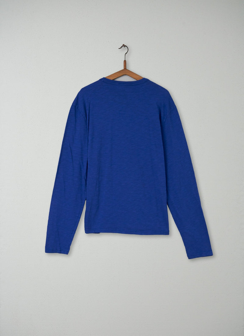 Reworn Mens Long Sleeve Tee Size L (006) | Cobalt