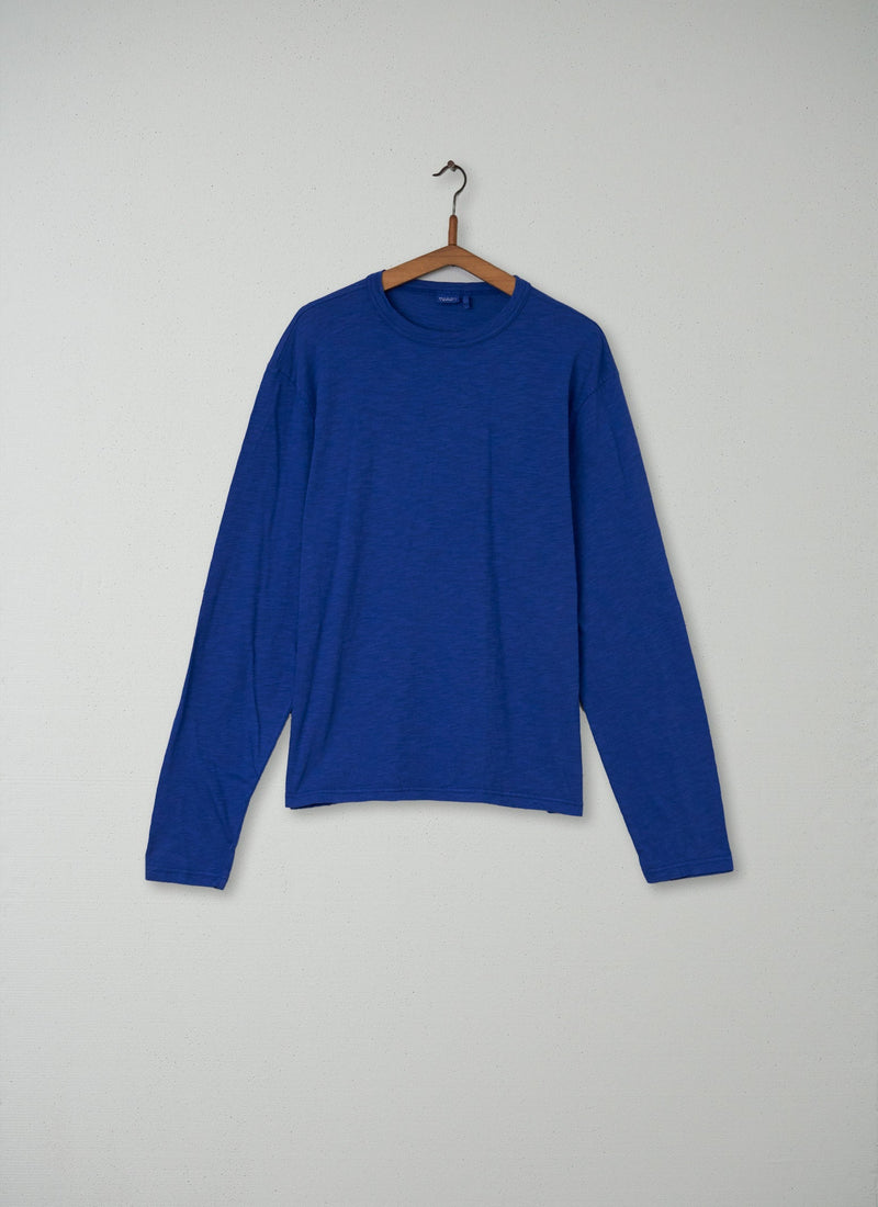 Reworn Mens Long Sleeve Tee Size L (006) | Cobalt