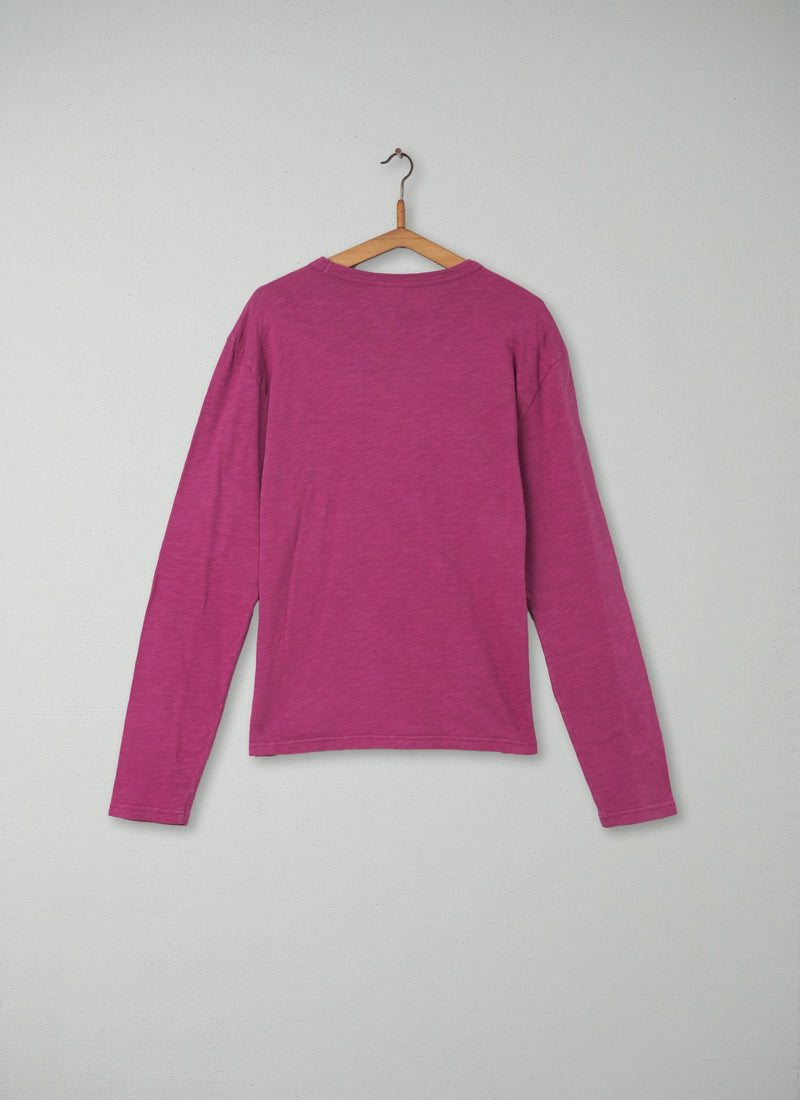 Reworn Mens Long Sleeve Tee Size M (004) | Berry