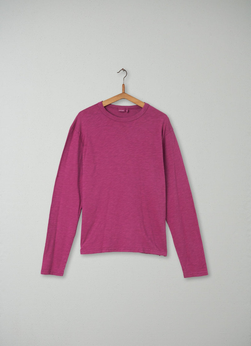Reworn Mens Long Sleeve Tee Size M (004) | Berry