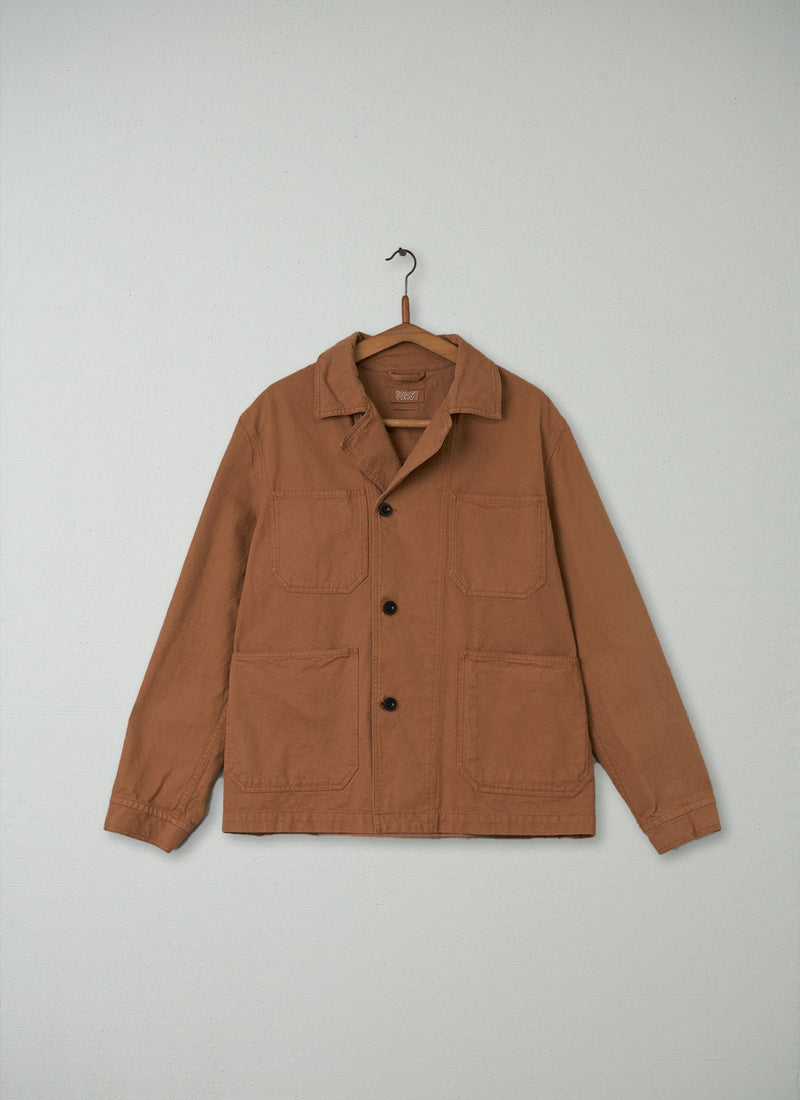 Reworn Mens Cotton Canvas Jacket Size S (007) | Faded Terracotta