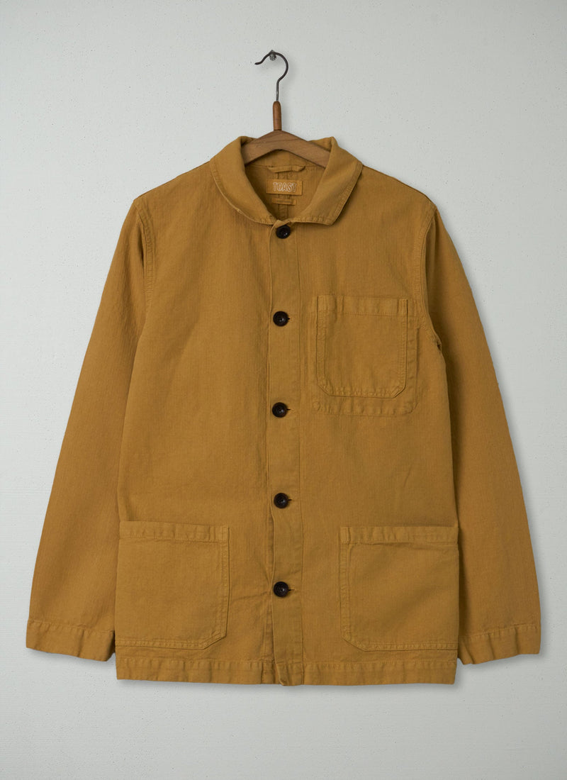 Reworn Men's Herringbone Jacket Size M (037) | Mustard