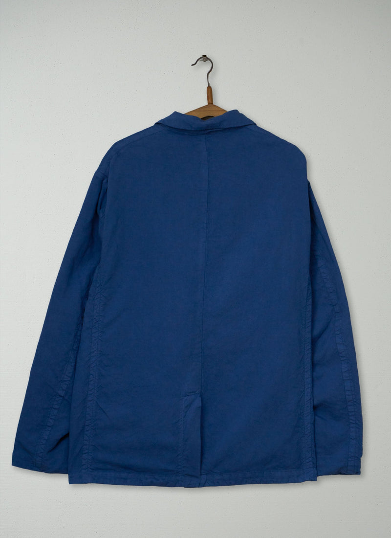 Reworn Mens Cotton Linen Blazer Size L (058) | Washed Indigo