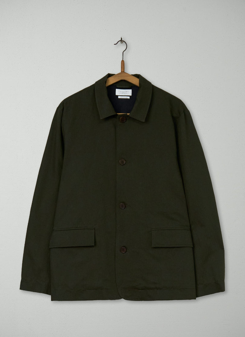 Reworn Cotton Hemp Jacket Size M (025) | Forest Green
