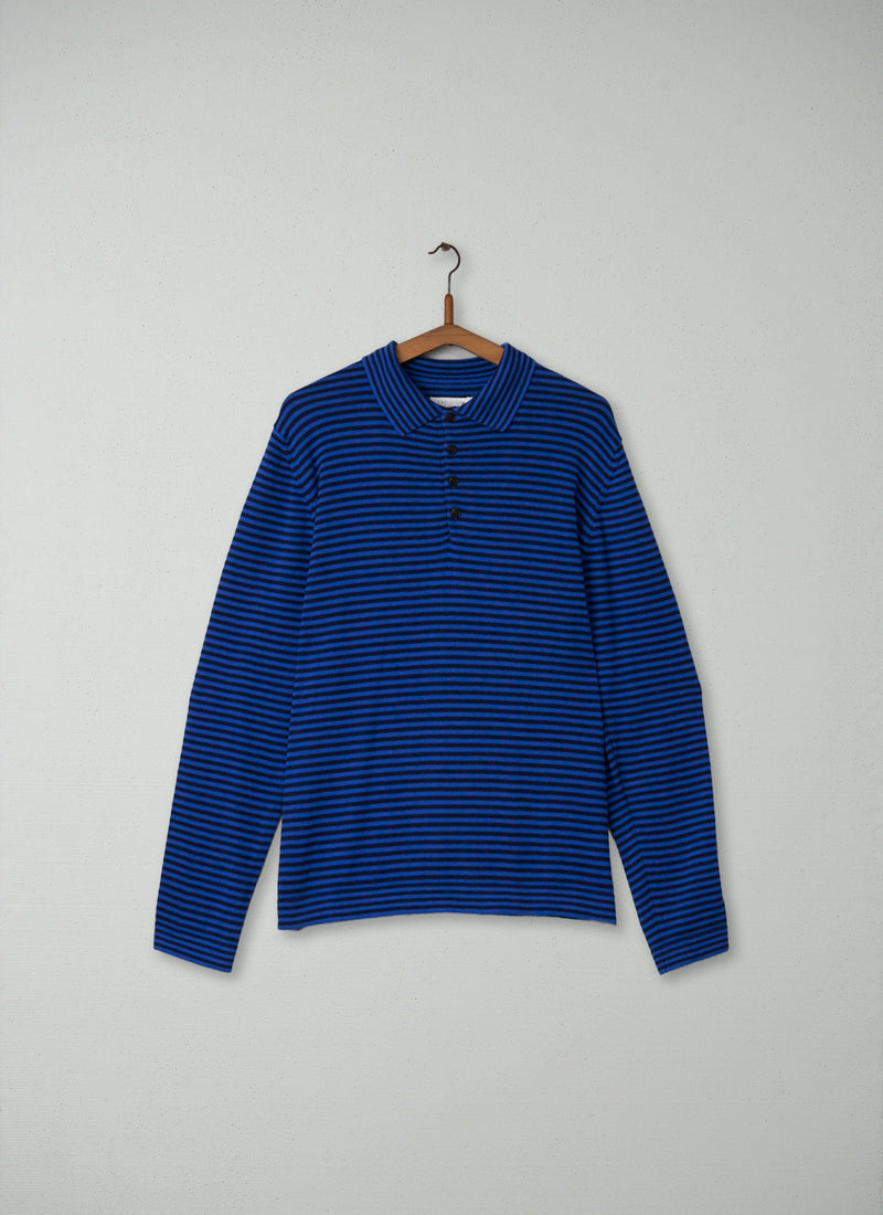 Reworn Mens Cotton Polo Sweater Size M (004) | Cobalt/Slate