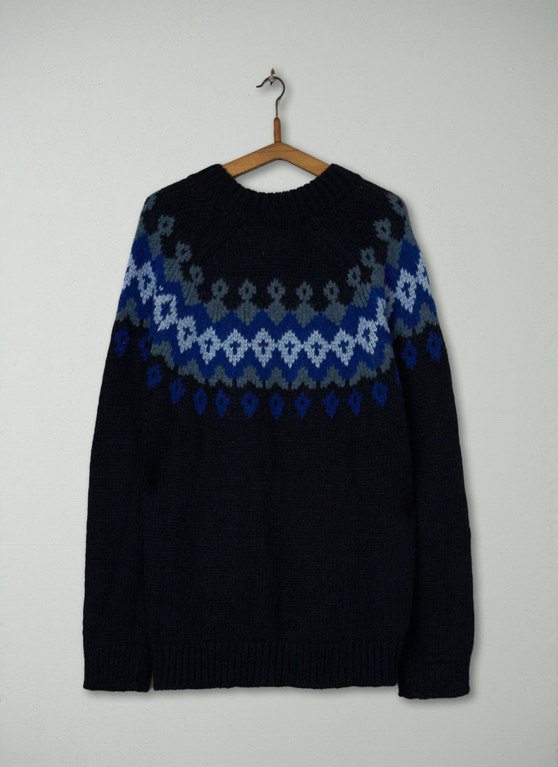 Reworn Fair Isle Yoke Sweater Size M (043) | Multi