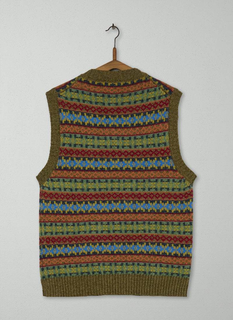 Reworn Mens Fair Isle Knit Tank Size M (021) | Multi