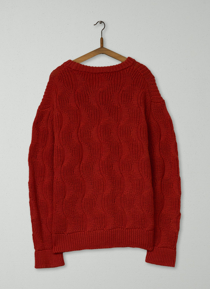 Reworn Mens Ribbed Wool Sweater Size M (030) | Tangerine