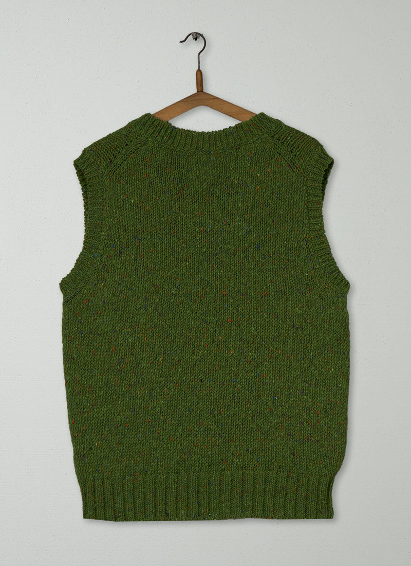 Reworn Mens Knitted Tank Size M (036) | Moss Green