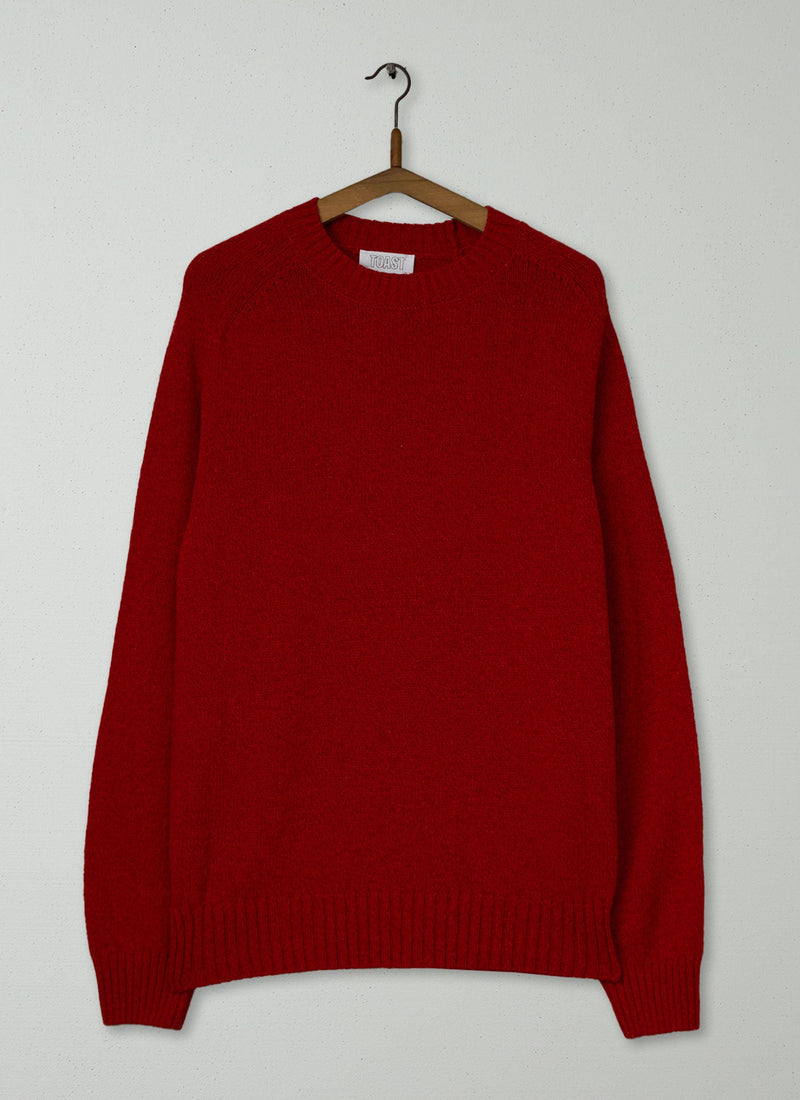 Reworn Crew Neck Sweater Size L (034) | Red