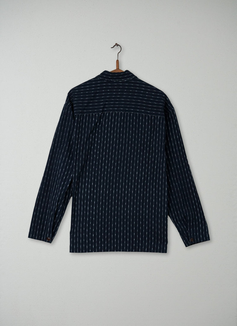Reworn Mens Ikat Lounge Shirt Size S (001) | Slate/Ecru