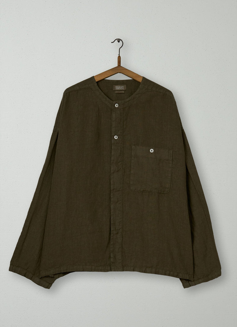 Reworn Mens Linen Shirt Size L (035) | Pear