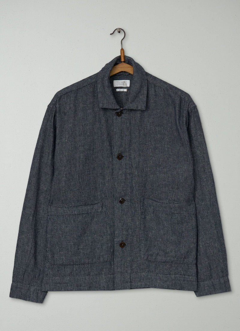 Reworn Mens Grandad Collar Linen Shirt Size S (058) | Multi