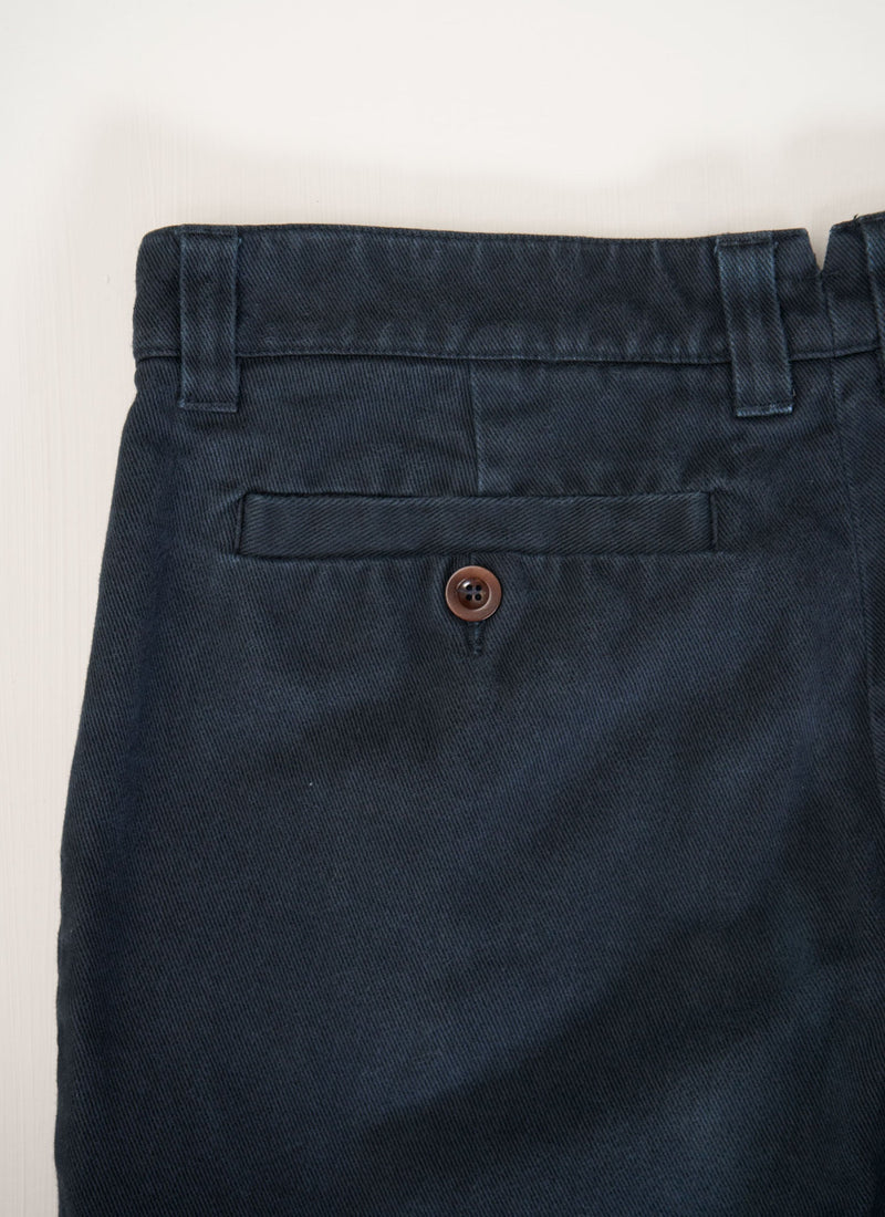Reworn Mens Cotton Simgle Pleat Trousers Szie XL (017) | Navy