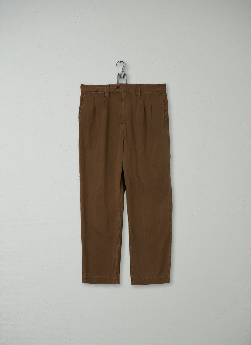 Reworn Pleat Trousers Size L (003) | Toffee