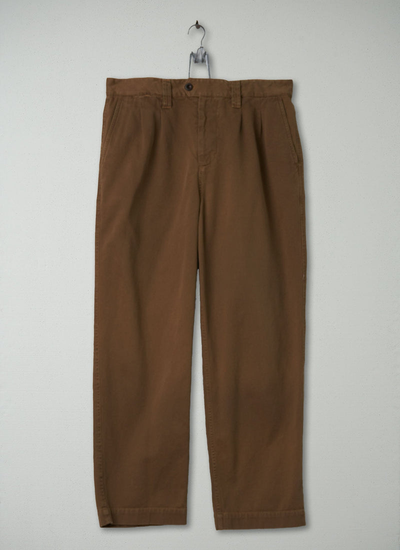 Reworn Mens Pleat Trousers Size L (015) | Toffee