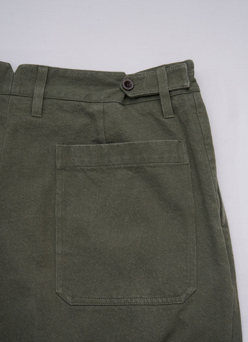 Reworn Mens Pleat Tapered Trousers Size XL (035) | Olive