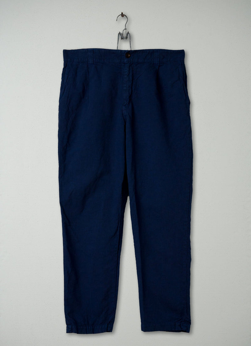 Reworn Mens Pleat Trousers Size L (009) | Indigo