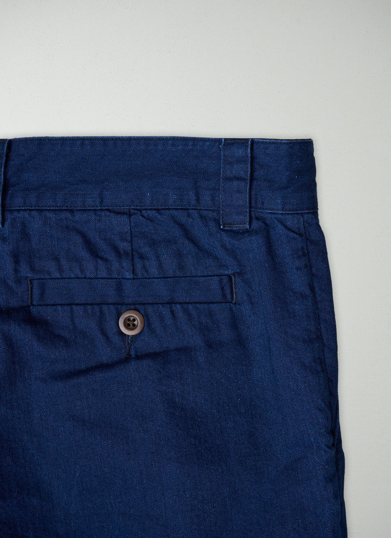 Reworn Mens Pleat Trousers Size L (014) | Indigo